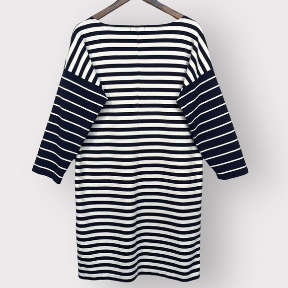 J. Crew Colorblock Mini Shift Dress Women L Navy Striped Nautical Thick Fabric - Picture 7 of 14